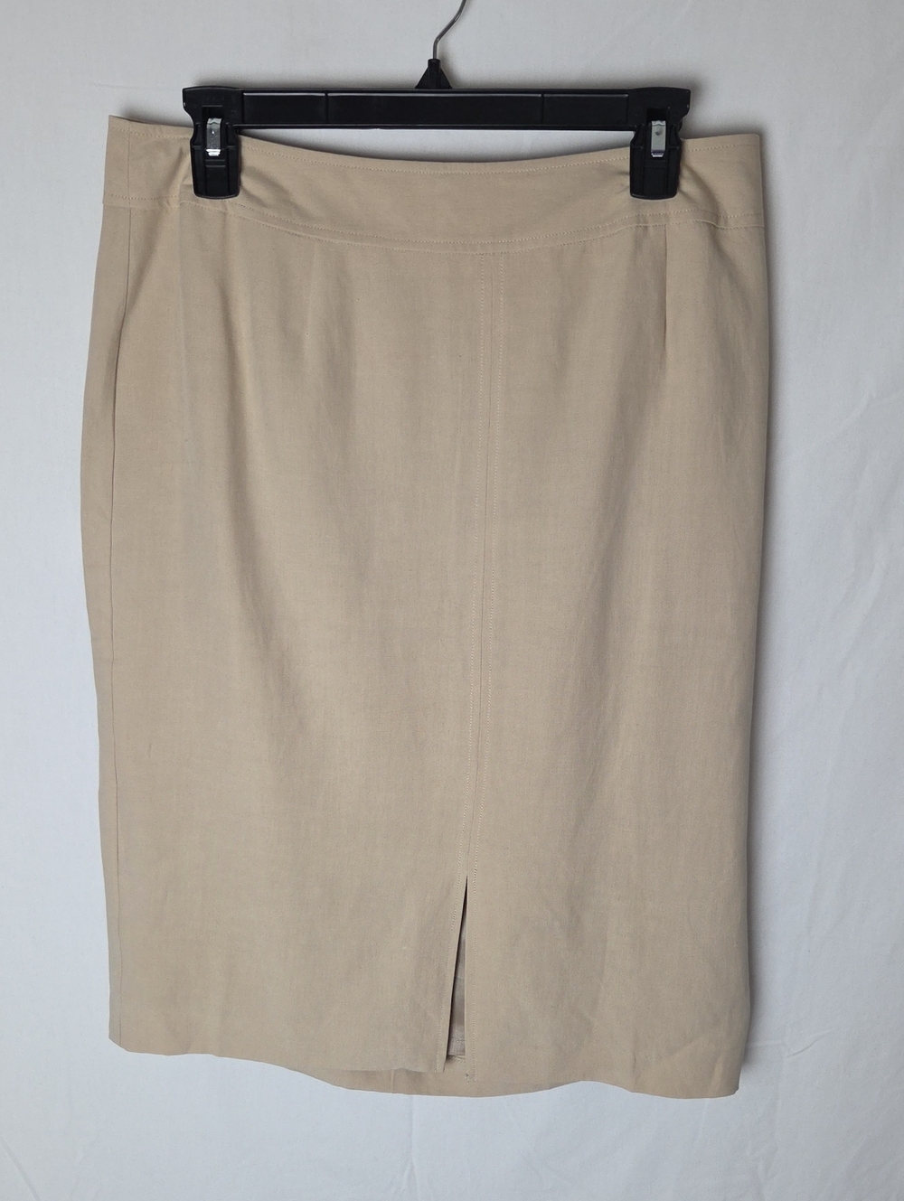 Spiegel Classic Beige Pencil Skirt - Silk Linen Office Formal Women Sz 14 Chic